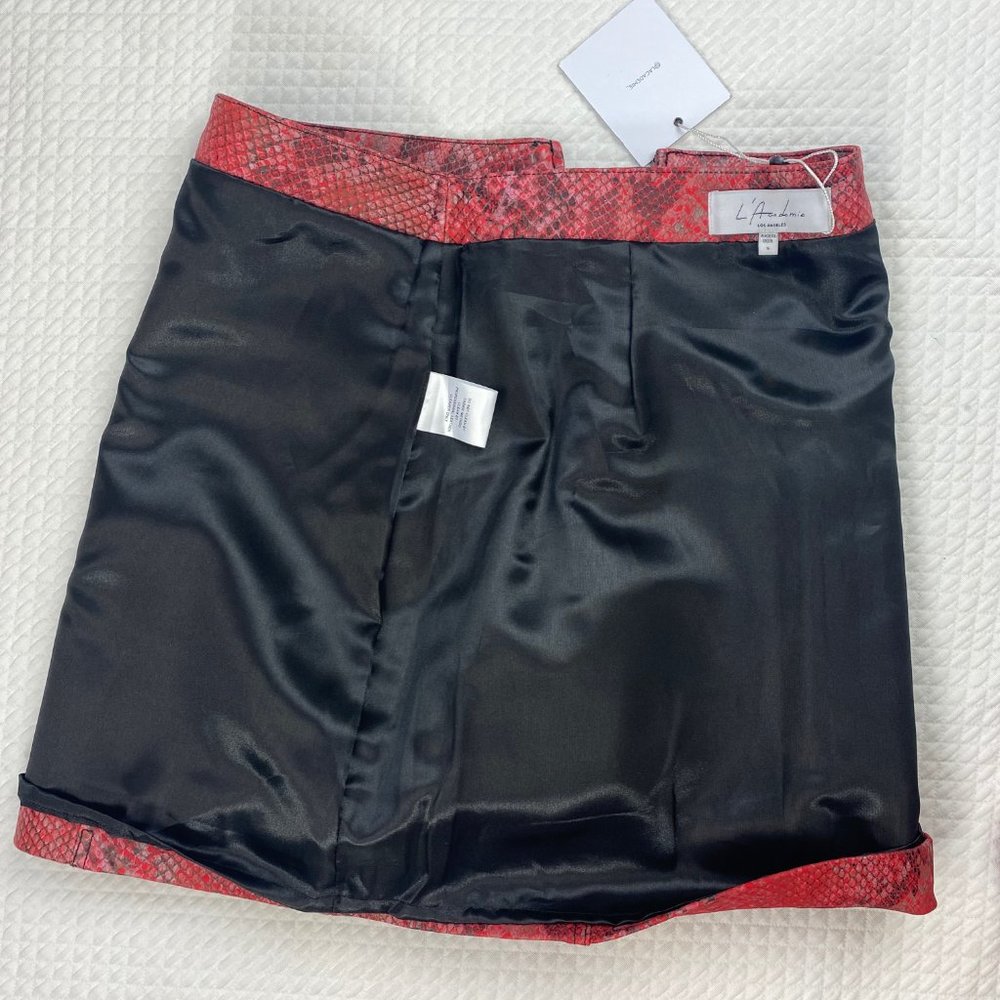 NWT L'ACADEMIE Serpent Reptile Leather Skirt Womens Size Small Lined - Picture 9 of 9